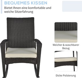 Fotel krzesło bujane ogrodowe rattan brązowe outsunny