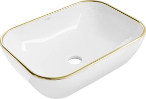 Mexen Rita umywalka nablatowa 45 x 32 cm, biała/złota rant - 21084505