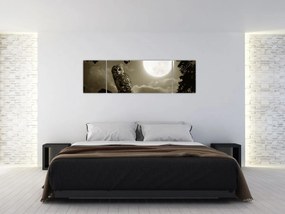 Obraz - Nocna sowa, złoty (170x50 cm)
