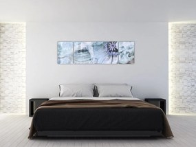Obraz - Kwiatowy fresk na ceglanej ścianie (170x50 cm)