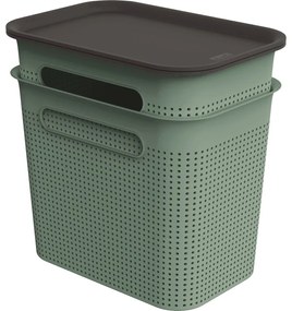 Zielone plastikowe pojemniki z pokrywką zestaw 2 szt. 18,5x27x26 cm Brisen – Rotho