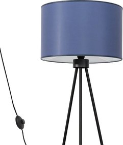 Lampa podłogowa minimalistyczny Nevia, tkanina/PVC/stal - 1 źródło - L.40 x H.135 cm - granatowy/czarny