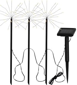 Zestaw 3 ogrodowych lamp solarnych LED Star Trading Firework, wys. 40 cm