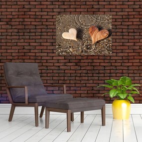 Obraz - Drewniane serca (70x50 cm)