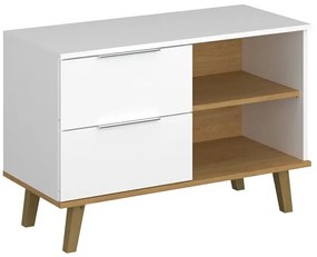 Biała półotwarta komoda na nóżkach - Olenako 6X