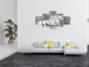 Obraz - Białe konie zimą (125x70 cm)