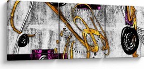 Obraz abstrakcji (z zegarem) (90x30 cm)