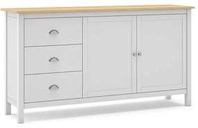 Biało-naturalna niska komoda z drewna sosnowego 150x80,5 cm Misti – Marckeric