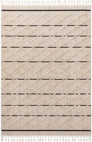 Beżowy dywan Oyo D z czarnymi elementami