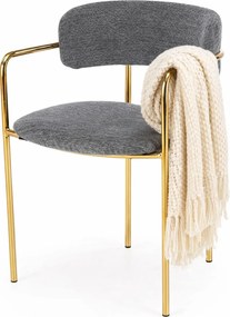 Popielate tapicerowane nowoczesne krzesło w stylu glamour B7-C28