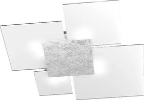 Lampa sufitowa prostokątna Toplight Upgrade, 4 światła, oprawka GX53, konstrukcja srebrno-biała, nowoczesny design, 91x86x15 cm