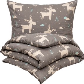 4Home Pościel flanelowa Happy reindeer, 220 x 200 cm, 2 szt. 70 x 90 cm