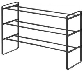 Czarny regulowany 3-poziomowy regał na buty YAMAZAKI Maebashi