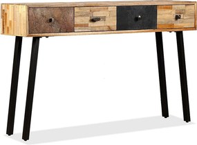 Konsola vintage z recyklingowanego litego drewna tekowego 120x30x76 cm z 4 szufladami i lakierowaną powierzchnią