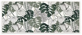 Biało-zielony dywan odpowiedni do prania 80x150 cm Monstera – Oyo Concept