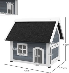 PawHut Domek dla kota, odporny na warunki atmosferyczne, z oknem, 77x57,5x68cm, Szary/Czarny