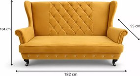 Skandynawska sofa uszak 3 osobowa z pikowaniem