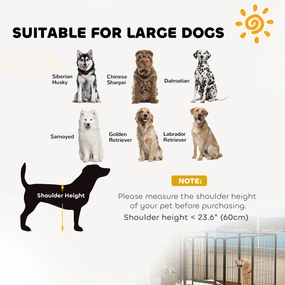 PawHut Kojec dla Szczeniąt 8-panelowy, Elastyczny i Składany z Drzwiami i Kolcami do Ziemi, 100cm Wysokość