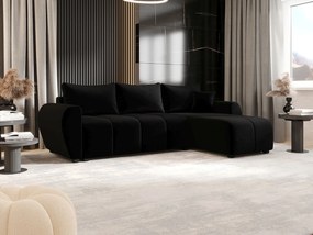 BEDANTE narożnik MOLISA L Itaka 15 prawa czarny z funkcją spania sofa w kształcie litery L z pojemnikiem na pościel