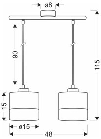 Czarna lampa wisząca z tekstylnym kloszem ø 15 cm Porto – Candellux Lighting