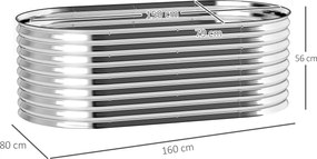 Outsunny Skrzynia do sadzenia, metalowa donica z krawędzią bezpieczeństwa i rękawicami, otwarte dno, 160B x 80T x 56H cm, Ciemnoszary | Aosom PL