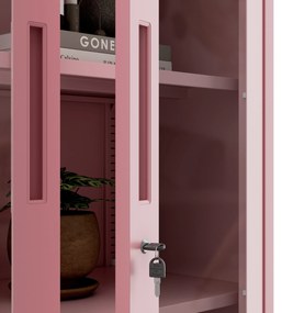 Szafa przeszklona AMELIA, 900 x 1850 x 400 mm, Fresh Style: pudrowy róż