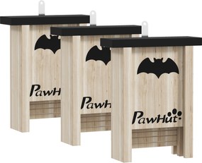 PawHut Zestaw 3 Schronień dla Nietoperzy, Domki dla Nietoperzy do Ogrodów, Sadów, Farm, Łatwe Zawieszanie, 18 x 6 x 22,5 cm