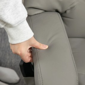 HOMCOM Fotel Relaksacyjny z Funkcją Masażu, Telewizyjny Fotel z Boczną Kieszenią, Skóra Ekologiczna, Szary