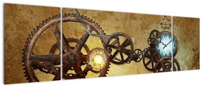 Obraz starych mechanizmów zegarowych (170x50 cm)