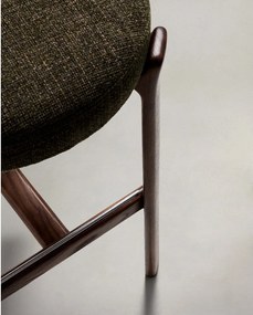 Zielony/w ciemnym naturalnym kolorze hoker z litego drewna jesionowego (wysokość siedziska 75 cm) Granite – Kave Home