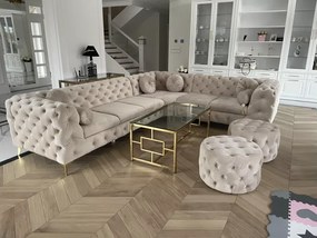 Zestaw w stylu glamour - narożnik Chesterfield Moet + fotel Chesterfield Moet + pufa Chesterfield Moet