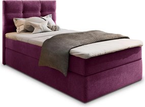 Tapicerowane łóżko kontynentalne GLORIEN 90x200 cm purpurowe Materac: Materac sprężynowy Bonell