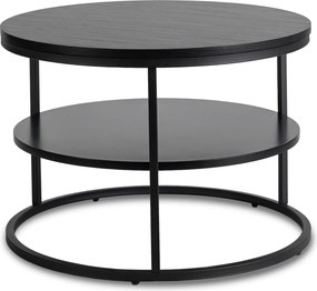 Stolik kawowy Best 70 cm, okrągły, z półką, do salonu, czarny