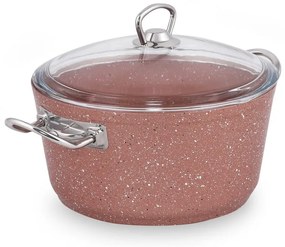 Różowy aluminiowy garnek z pokrywką Güral Porselen Classic, ø 22 cm