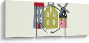 Obraz - Miasta Europy N⁰4 (z zegarem) (90x30 cm)