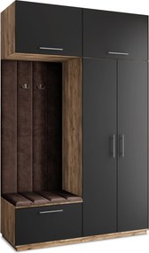 Masseno Garderoba REMA 150/240/60 cm Nowoczesna Szafa do Przedpokoju Dąb lefkas, MONOLITH 29 (Brązowy)