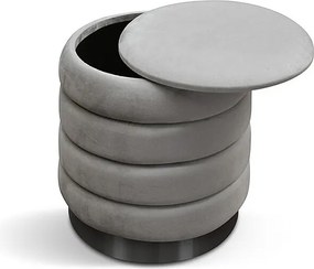 Szara pufa do przechowywania z tkaniny z efektem aksamitu - ARENDAL