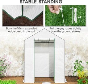 Outsunny Szklarnia z półkami, mini szklarnia, odporna na UV, okna z siatki, drzwi na zamek błyskawiczny, 143Dł x 74S x 190W cm, Biała
