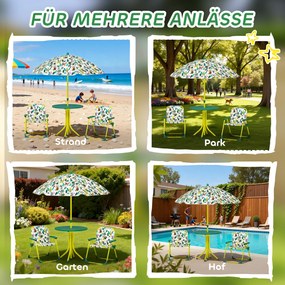 AIYAPLAY Zestaw siedzeń dla dzieci, 4-częściowy komplet z odłączanym parasolem, stół dziecięcy z 2 składanymi krzesłami, zielony | Aosom PL