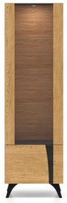 Witryna do salonu HESTIA 1W1D 58cm dąb/czarna lewa ML MEBLE
