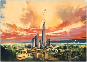 Obraz na szkle - Malowane miasto (70x50 cm)