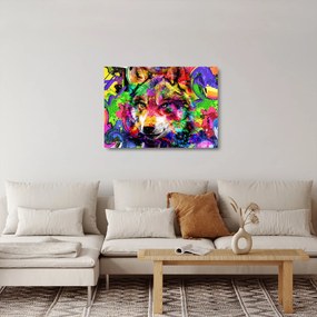 Obraz na szkle - Wilk z graffiti (70x50 cm)