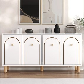 Komoda – 150 cm – Biała – Płyta wiórowa z powłoką melaminową