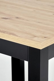 Stół kwadratowy rozkładany płyta dąb artisan/czarny 80-200/80/76 cm QUBIK