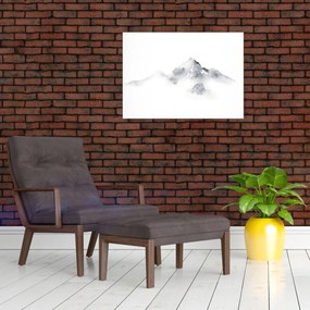 Obraz - Obraz gór namalowany tuszem (70x50 cm)