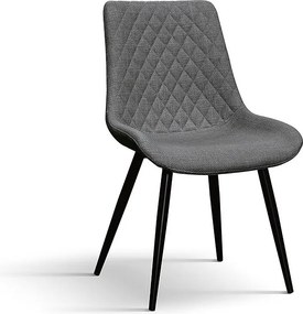 Zestaw 4 krzeseł z szarej tkaniny i czarnych metalowych nóg - VIENNA