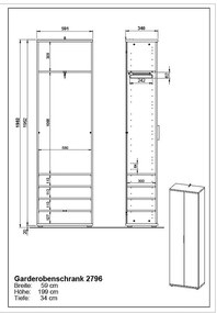 Szafa w dekorze dębu 59x199 cm Fremont – Germania