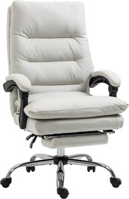 Vinsetto Fotel biurowy z masażem i podnóżkiem funkcja grzania regulowana wysokość kremowy | Aosom PL