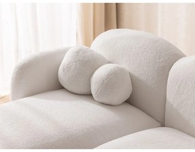 Kremowy narożnik z materiału bouclé (lewostronny/z szezlongiem) Orbit – Ropez