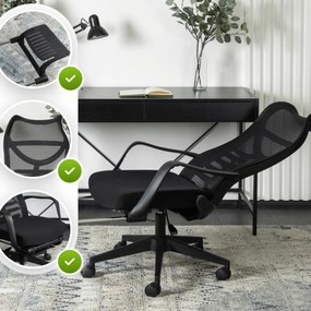 Fotel Biurowy Ergonomiczny Obrotowy z Podnóżkiem ACTON Czarny